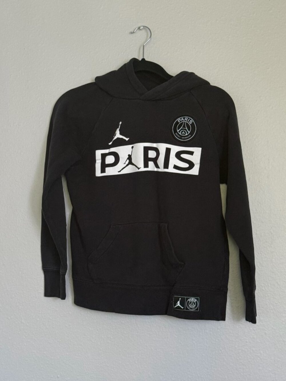 Jordan x PSG Paris Saint-Germain Hoodie Boys Youth Large L 12-13 Faded Black